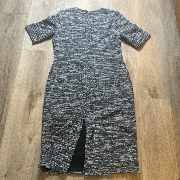 Banana Republic Knit Sheath Dress Sz 12 Marled Black White Tweed Short Sleeve - Picture 3 of 12